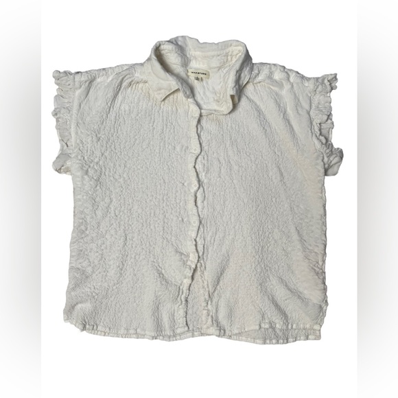 Max Studio Tops - Max Studio Cream Crinkle Top  Short Sleeve Size L